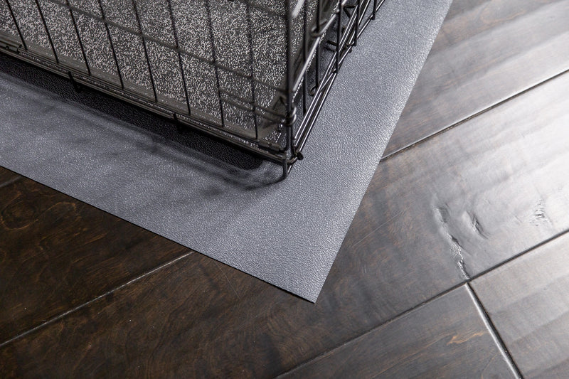 Kennel on Slate Grey Levant texture vinyl flooring