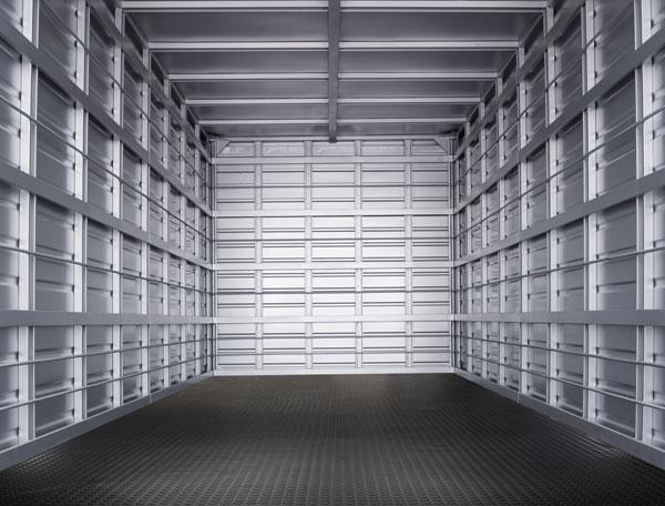 Midnight Black Coin texture vinyl shed flooring installed in shed