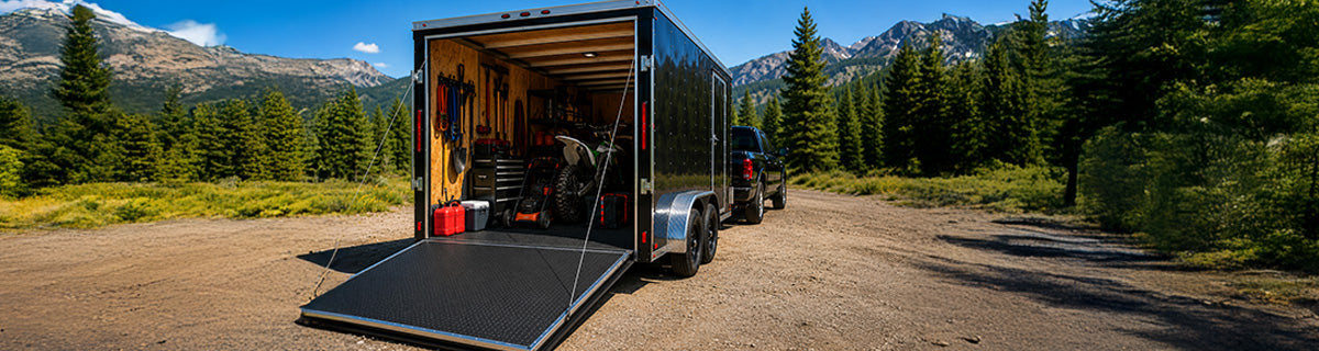 enclosed-trailer-with-roll-out-flooring-in-mountain-outdoor-setting