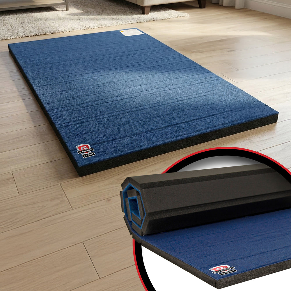 Carpet bonded foam home gymnastics training mat with cross cut foam design for cheer and tumbling practice