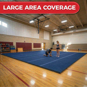 Large area carpet bonded foam competition floor installed for gymnastics and cheer training