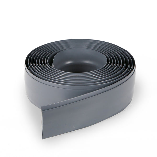 Coiled Slate Grey vinyl edge trim on white background