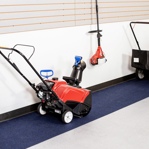 Red and black snowblower on Blue Drip & Dry Runner