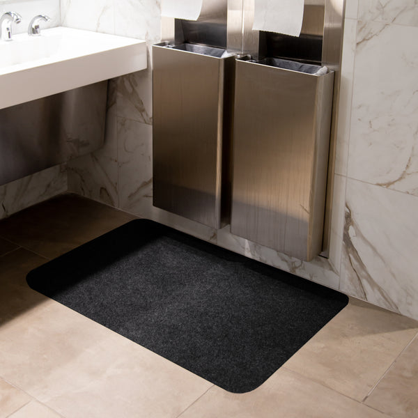 Grey Drip & Dry Universal Restroom mat on bathroom floor
