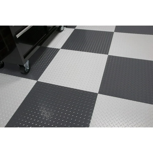 RaceDay Absolute White and Slate Grey color Diamond Tread texture 24" x 24" size tiles