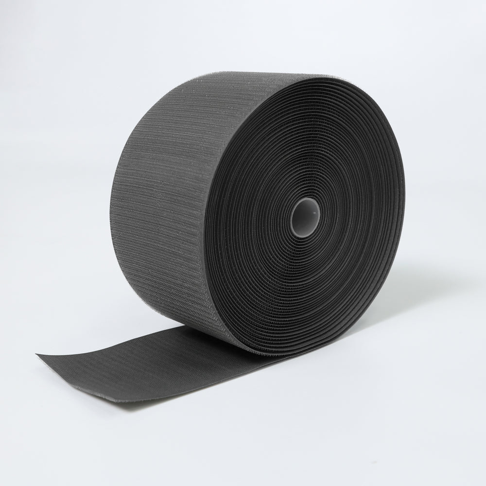 Hook mat fastener roll for connecting carpet bonded foam mats in cheer and gymnastics training floors