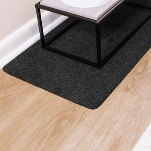 Pet food bowls on top of Grey Drip & Dry pet bowl mat