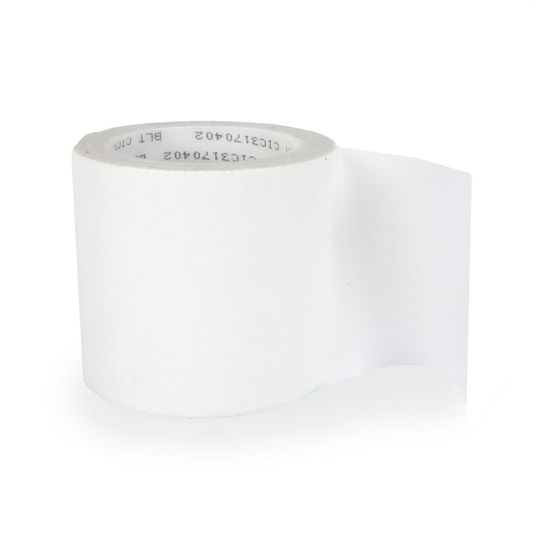 Roll of white seam tape on white background
