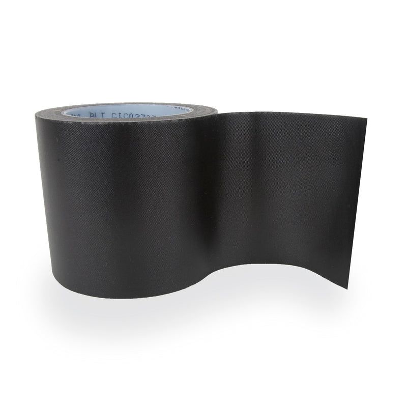 Roll of black seam tape on white background