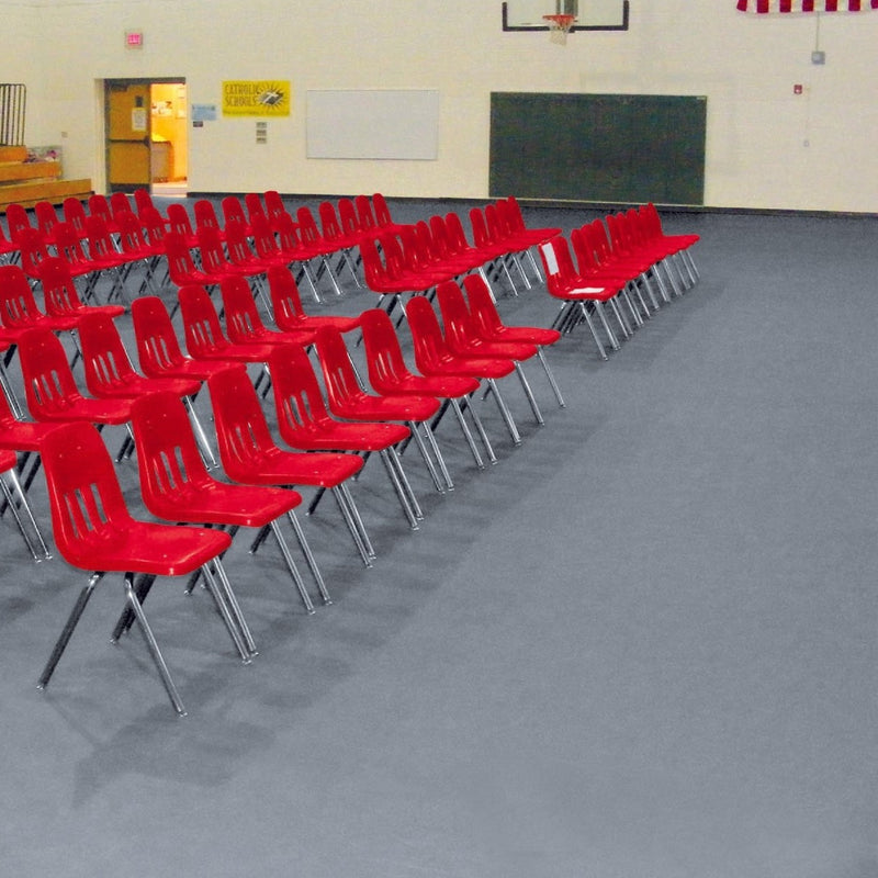 Rows of red chairs on Slate Grey Levant texture vinyl activity flooring