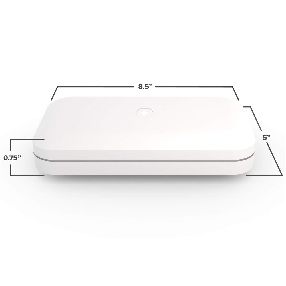 Outside dimensions of white Phonesoap device