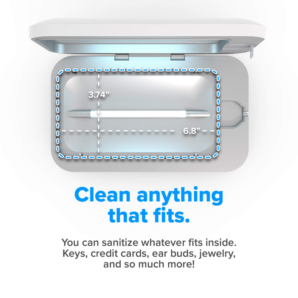 Outside dimensions of white Phonesoap device