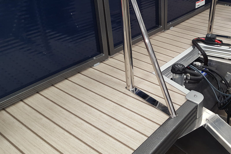 Almond Teak Dark Holly vinyl Outdoor & Marine flooring installed on boat