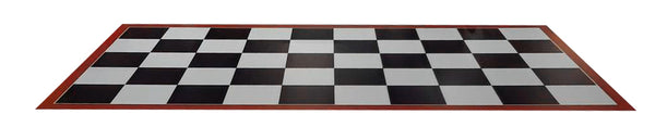 Imaged parking pad with dark red border