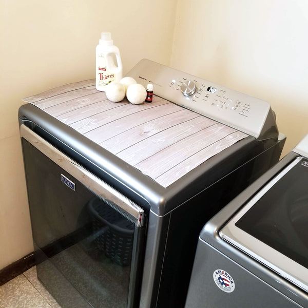 Barn Wood pattern printed liner on top of dryer