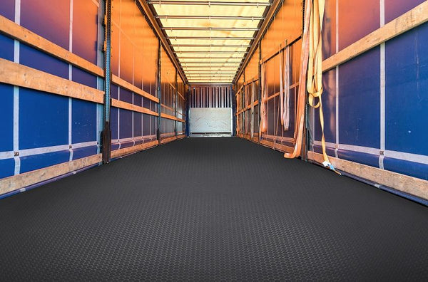 Midnight Black Small Coin texture shed flooring installed in shed