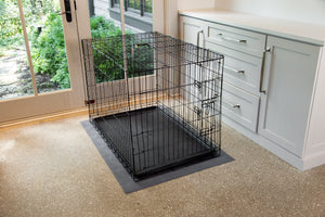 Kennel on Slate Grey Levant texture vinyl flooring