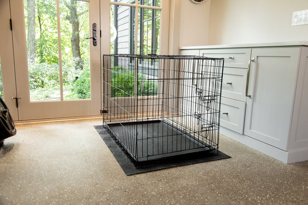 Kennel on Midnight Black Levant texture vinyl flooring