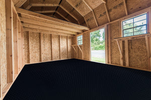 Midnight Black shed flooring installed in shed