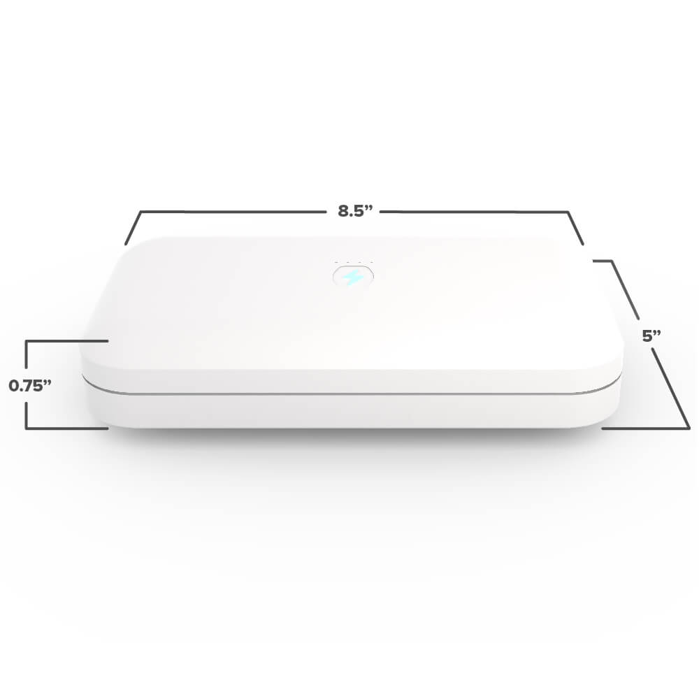Diagram showing dimensions of Phonesoap device