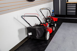 Lawnmower and snow blower on Midnight Black Levant texture vinyl runner